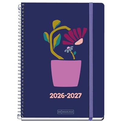 Miquelrius Agenda scolastica 2026 2027 vista settimana 10 mesi, A5+ (15,5 × 21,5 cm), cartone foderato, spirale metallica, tasca interna, adesivi, righello segnalibro, chiusura con gomma Miquelrius Agenda scolastica 2026 2027 vista settimana 10 mesi, A5+ (15,5 × 21,5 cm), cartone foderato, spirale metallica, tasca interna, adesivi, righello segnalibro, chiusura con gomma