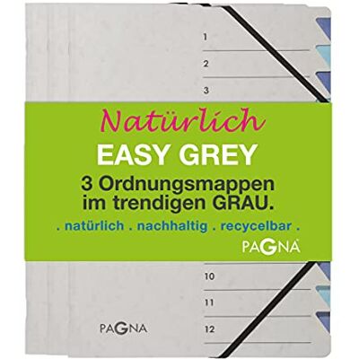Pagna 44008-00 Set di cartelle con 12 scomparti Easy Grey assortiti, 3 pezzi Pagna 44008-00 Set di cartelle con 12 scomparti Easy Grey assortiti, 3 pezzi