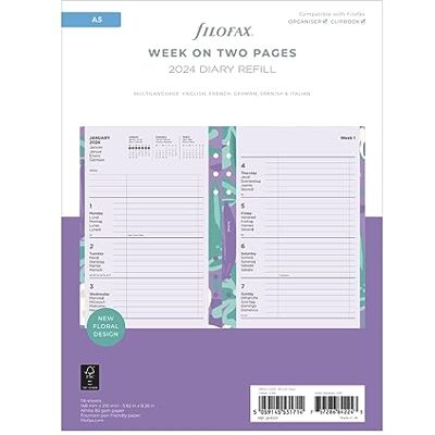 Filofax Diario settimanale Floral 2024 per agenda ad anelli A5 Multilingua Filofax Diario settimanale Floral 2024 per agenda ad anelli A5 Multilingua