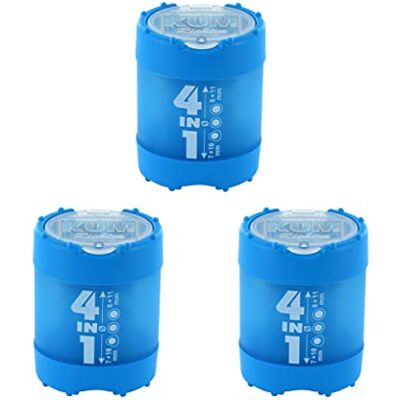 KUM Temperino con contenitore 4in1 blu, 3 pezzi, con chiusura Click Clack, in plastica KUM Temperino con contenitore 4in1 blu, 3 pezzi, con chiusura Click Clack, in plastica