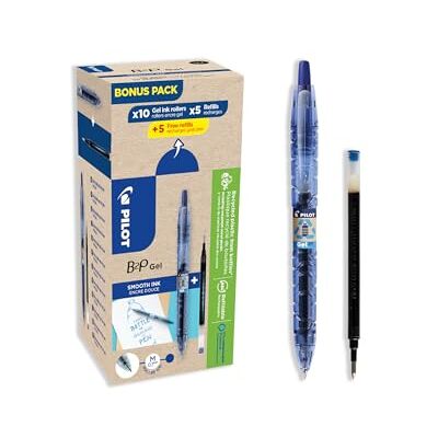 PILOT Set di 10 B2P Gel con 5 Ricariche + 5 in Omaggio Roller Gel Retrattili e Ricaricabili Plastica Riciclata Scrittura Fluida Blu Punta Media PILOT Set di 10 B2P Gel con 5 Ricariche + 5 in Omaggio Roller Gel Retrattili e Ricaricabili Plastica Riciclata Scrittura Fluida Blu Punta Media
