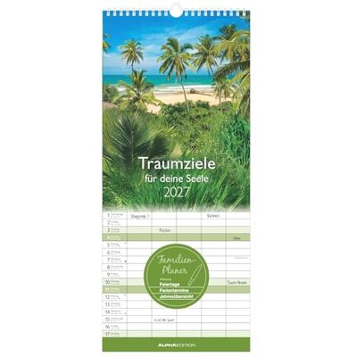 Alpha Traumziele für deine Seele 2027: Familienkalender 19,5x45 cm mit 5 Spalten, traumhaften Reisemotiven, Feiertagen & 4-sprachigem Kalendarium, für Familienorganisation Alpha Traumziele für deine Seele 2027: Familienkalender 19,5x45 cm mit 5 Spalten, traumhaften Reisemotiven, Feiertagen & 4-sprachigem Kalendarium, für Familienorganisation