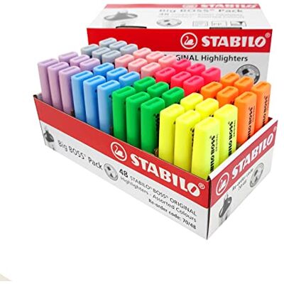 STABILO BOSS ORIGINAL Evidenziatore Big BOSS Pack 48 evidenziatori 4 Fluo & 4 Pastel STABILO BOSS ORIGINAL Evidenziatore Big BOSS Pack 48 evidenziatori 4 Fluo & 4 Pastel