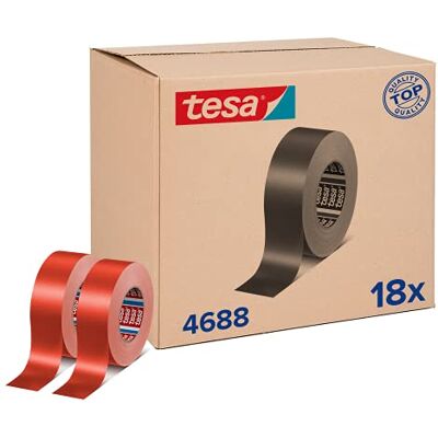 Tesa 4688-Nastro adesivo in tessuto estruso in polietilene, 50 m x 50 mm, rosso, confezione commerciale con 18 rotoli, 18x 50m:50m, Set di 18 Pezzi Tesa 4688-Nastro adesivo in tessuto estruso in polietilene, 50 m x 50 mm, rosso, confezione commerciale con 18 rotoli, 18x 50m:50m, Set di 18 Pezzi