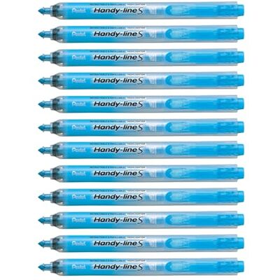 Pentel Handy-line S Evidenziatori retrattili/ricaricabili, confezione da 12, colore: Blu Pentel Handy-line S Evidenziatori retrattili/ricaricabili, confezione da 12, colore: Blu