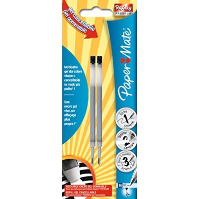 Paper Mate Replay Premium Refills Per Penne Gel Cancellabili, Punta Media da 0,7 mm, Nero, Confezione da 2 Paper Mate Replay Premium Refills Per Penne Gel Cancellabili, Punta Media da 0,7 mm, Nero, Confezione da 2