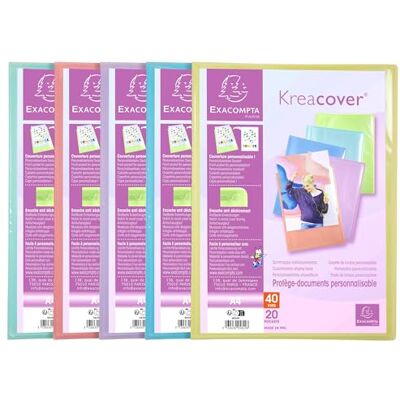 Exacompta Rif. Kreacover Pastel 5829E Cartoncino da 20 buste in cristallo liscio 40 viste per A4 dim 24 x 32 cm copertina in polipro semirigida Exacompta Rif. Kreacover Pastel 5829E Cartoncino da 20 buste in cristallo liscio 40 viste per A4 dim 24 x 32 cm copertina in polipro semirigida