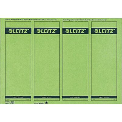 Leitz Etichette adesive A4 stampabili al PC per raccoglitori a leva in cartone, Formato corto e largo, Verde, 61,5 x 192 mm, Cartoncino, , Confezione da 100 Leitz Etichette adesive A4 stampabili al PC per raccoglitori a leva in cartone, Formato corto e largo, Verde, 61,5 x 192 mm, Cartoncino, , Confezione da 100