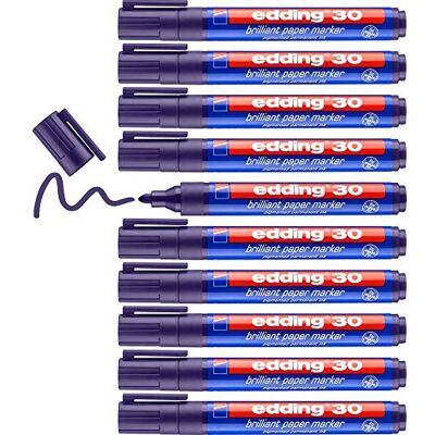 Edding 30 Pennarello a inchiostro lucido viola – Confezione da 10 pennarelli indelebili impermeabili – punta tonda 1,5 – 3 mm – colori luminosi Edding 30 Pennarello a inchiostro lucido viola – Confezione da 10 pennarelli indelebili impermeabili – punta tonda 1,5 – 3 mm – colori luminosi