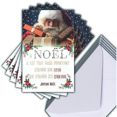 Afie Set di 5 biglietti di auguri natalizi rossi lucidi + 5 buste bianche, formato 14 x 9 cm, Babbo Natale magia, feste di fine anno, regali per bambini piccoli e grandi e piccoli, cuore generosità, Afie Set di 5 biglietti di auguri natalizi rossi lucidi + 5 buste bianche, formato 14 x 9 cm, Babbo Natale magia, feste di fine anno, regali per bambini piccoli e grandi e piccoli, cuore generosità,