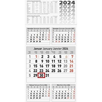 BRUNNEN Calendario da 5 mesi 2024, 1 foglio = 5 mesi, 30 x 58,5 cm, fondo: grigio BRUNNEN Calendario da 5 mesi 2024, 1 foglio = 5 mesi, 30 x 58,5 cm, fondo: grigio
