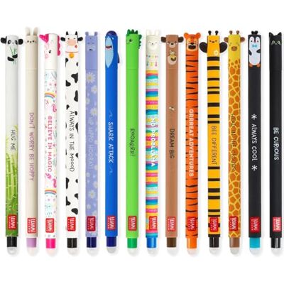 Legami Set di 14 penne gel cancellabili con inchiostro termosensibile, gamma di colori dell'inchiostro e design del fusto, punta da 0,7 mm, design di animali, panda, coniglio, unicorno ecc Legami Set di 14 penne gel cancellabili con inchiostro termosensibile, gamma di colori dell'inchiostro e design del fusto, punta da 0,7 mm, design di animali, panda, coniglio, unicorno ecc