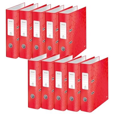 Leitz 10050026 Raccoglitore a leva, 180°, 10 pezzi, formato A4, dorso 80 mm, colore: Rosso Leitz 10050026 Raccoglitore a leva, 180°, 10 pezzi, formato A4, dorso 80 mm, colore: Rosso