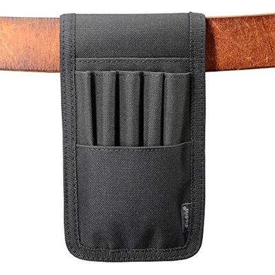 diodrio Portapenne da cintura, portapenne per cintura, può contenere più penne, righello da 15 cm, 4 penne e un pennarello. Realizzato in tessuti resistenti, staccabile, nero. diodrio Portapenne da cintura, portapenne per cintura, può contenere più penne, righello da 15 cm, 4 penne e un pennarello. Realizzato in tessuti resistenti, staccabile, nero.