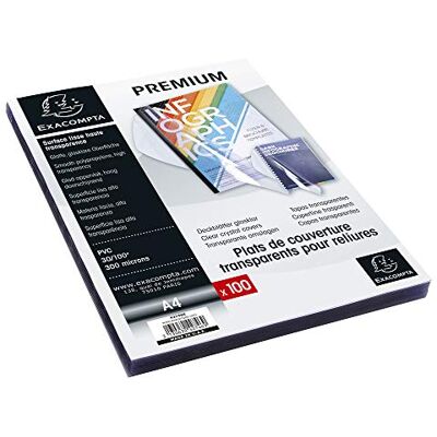 Exacompta Rif. Copertine trasparenti in PVC per raccoglitori di presentazioni adatte per conservare documenti A4, materiale spesso 0,3 mm Trasparente (confezione da 100) Exacompta Rif. Copertine trasparenti in PVC per raccoglitori di presentazioni adatte per conservare documenti A4, materiale spesso 0,3 mm Trasparente (confezione da 100)