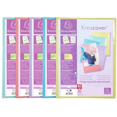 Exacompta Rif. Kreacover Pastel 5849E Cartone da 10 pezzi, 40 buste in cristallo liscio 80 viste per A4 dim 24 x 32 cm, copertina in polipro semirigida Exacompta Rif. Kreacover Pastel 5849E Cartone da 10 pezzi, 40 buste in cristallo liscio 80 viste per A4 dim 24 x 32 cm, copertina in polipro semirigida