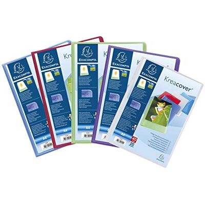 Exacompta Kreacover Collection Raccoglitore semi-rigido in polipropilene opaco, dimensioni 240 x 320 mm, adatto per documenti A4, 20 tasche, 20 pezzi, rif. Exacompta Kreacover Collection Raccoglitore semi-rigido in polipropilene opaco, dimensioni 240 x 320 mm, adatto per documenti A4, 20 tasche, 20 pezzi, rif.