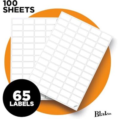 Blake Everyday Etichette autoadesive per foglio A4, 6.500 etichette, 100 fogli, compatibili con stampanti laser e a getto d'inchiostro, etichette per spedizione indirizzi e forniture Blake Everyday Etichette autoadesive per foglio A4, 6.500 etichette, 100 fogli, compatibili con stampanti laser e a getto d'inchiostro, etichette per spedizione indirizzi e forniture