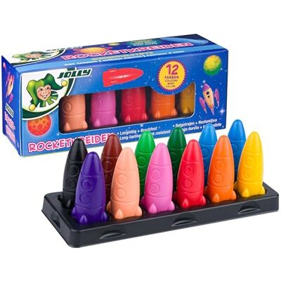 JOLLY Rocket Pastelli a Cera - 12 Colori - Materiali Creativi JOLLY Rocket Pastelli a Cera - 12 Colori - Materiali Creativi