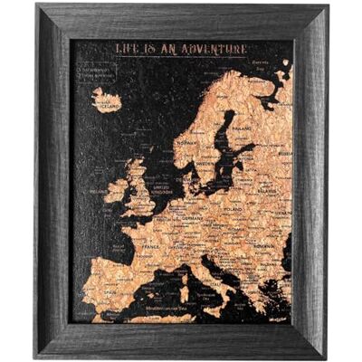 Splosh Mappa dei viaggi – Bacheca con mappa dell'Europa in nero, cornice in legno, mappa dell'Europa con 100 spilli in 2 colori per segnare le tue avventure passate e future, mappa dell'Europa per Splosh Mappa dei viaggi – Bacheca con mappa dell'Europa in nero, cornice in legno, mappa dell'Europa con 100 spilli in 2 colori per segnare le tue avventure passate e future, mappa dell'Europa per
