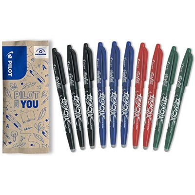 PILOT Set di 10 FriXion Ball 07 Penna a Inchiostro Termosensibile Cancellabile Penna roller Ricaricabile 3 Blu, 2 rossi, 2 Verdi, 3 neri Punta Media PILOT Set di 10 FriXion Ball 07 Penna a Inchiostro Termosensibile Cancellabile Penna roller Ricaricabile 3 Blu, 2 rossi, 2 Verdi, 3 neri Punta Media