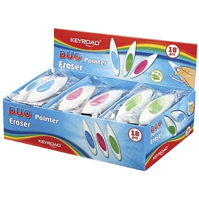 KEYROAD Gomme DUO-POINTER/Gomme per matita colorata/18 pezzi, confezionate in display/mix di colori/ideali per la scuola e l'ufficio KEYROAD Gomme DUO-POINTER/Gomme per matita colorata/18 pezzi, confezionate in display/mix di colori/ideali per la scuola e l'ufficio