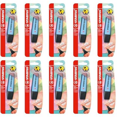STABILO BOSS ORIGINAL Pastel Evidenziatore Pack da 10 Azzurro Cielo STABILO BOSS ORIGINAL Pastel Evidenziatore Pack da 10 Azzurro Cielo