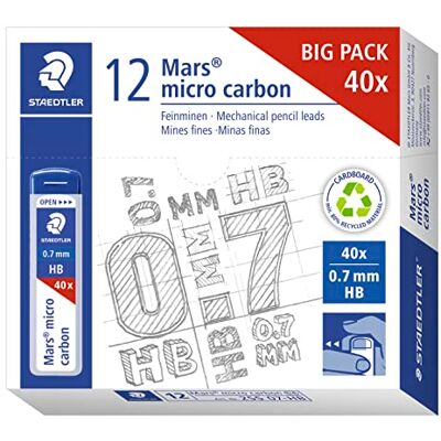 Staedtler 255 07-HB Mars Micro mine di ricarica per portamine – HB, 0,7 mm (confezione da 12 x tubi da 40 mine) Staedtler 255 07-HB Mars Micro mine di ricarica per portamine – HB, 0,7 mm (confezione da 12 x tubi da 40 mine)