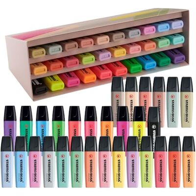 STABILO BOSS ORIGINAL Collection Evidenziatore Desk-Set con 30 evidenziatori 9 Fluo + 14 Pastel + 6 Nature + 1 marcatore Nero STABILO BOSS ORIGINAL Collection Evidenziatore Desk-Set con 30 evidenziatori 9 Fluo + 14 Pastel + 6 Nature + 1 marcatore Nero