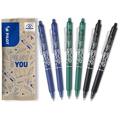PILOT Set di 6 FriXion Ball Clicker 07 Penna a Inchiostro Termosensibile Cancellabile Penna roller a scatto e Ricaricabile 2 Nero, 2 Blu, 2 Verde Punta Media PILOT Set di 6 FriXion Ball Clicker 07 Penna a Inchiostro Termosensibile Cancellabile Penna roller a scatto e Ricaricabile 2 Nero, 2 Blu, 2 Verde Punta Media