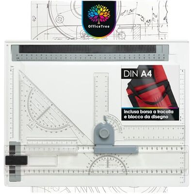 OfficeTree Tavola disegno tecnico Geo Board 33 x 43 cm – 7 pezzi per un lavoro preciso – Squadre da disegno tecnico professionali Borsa da trasporto e numerosi accessori Lavagna da disegno OfficeTree Tavola disegno tecnico Geo Board 33 x 43 cm – 7 pezzi per un lavoro preciso – Squadre da disegno tecnico professionali Borsa da trasporto e numerosi accessori Lavagna da disegno