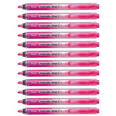 Pentel Handy-line S Evidenziatori retrattili/ricaricabili, confezione da 12, colore: Rosa Pentel Handy-line S Evidenziatori retrattili/ricaricabili, confezione da 12, colore: Rosa