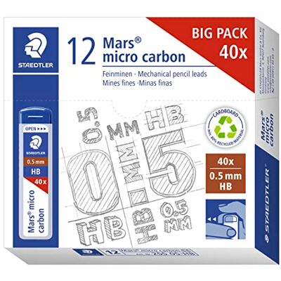Staedtler 255 05-HB Mars Micro Mine di ricarica per portamine – HB, 0,5 mm (confezione da 12 x tubi da 40 mine) Staedtler 255 05-HB Mars Micro Mine di ricarica per portamine – HB, 0,5 mm (confezione da 12 x tubi da 40 mine)