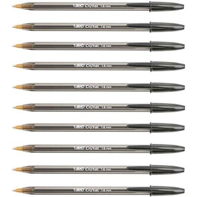 BIC Penne a sfera ad inchiostro 1,6 mm, grande, nero 10 penne BIC Penne a sfera ad inchiostro 1,6 mm, grande, nero 10 penne