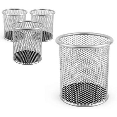 Leviatan portapenne in metallo, 24 pezzi, portapenne, rotondo, in metallo metallico, tazza multifunzione per penna a sfera Ø 91 mm, argento Leviatan portapenne in metallo, 24 pezzi, portapenne, rotondo, in metallo metallico, tazza multifunzione per penna a sfera Ø 91 mm, argento