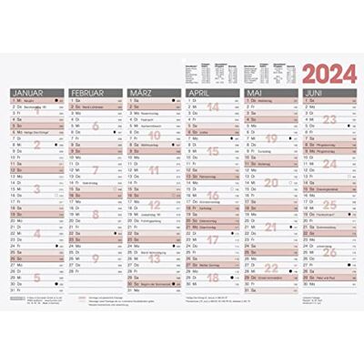BRUNNEN Calendario annuale 2024 1 pagina = 6 mesi A3 orizzontale bianco BRUNNEN Calendario annuale 2024 1 pagina = 6 mesi A3 orizzontale bianco