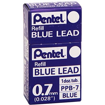 Pentel Astuccio con 12 mine colorate per portamine, 0,7 mm, colore: Blu Pentel Astuccio con 12 mine colorate per portamine, 0,7 mm, colore: Blu