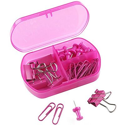 eBuyGB Confezione da 12 accessori per cancelleria, rosso trasparente eBuyGB Confezione da 12 accessori per cancelleria, rosso trasparente