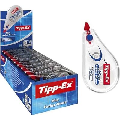 Tipp-Ex Mini Pocket Mouse, Correttore A Nastro, Fornitura Cancelleria Scuola E Ufficio, Confezione Da 10 Unità, Bianco, 6 M X 5 mm Tipp-Ex Mini Pocket Mouse, Correttore A Nastro, Fornitura Cancelleria Scuola E Ufficio, Confezione Da 10 Unità, Bianco, 6 M X 5 mm