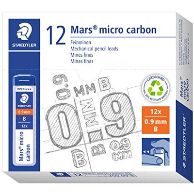 Staedtler 250 09-B Mina Sottile Micro, 0.9 mm B, 12 Pezzi Staedtler 250 09-B Mina Sottile Micro, 0.9 mm B, 12 Pezzi