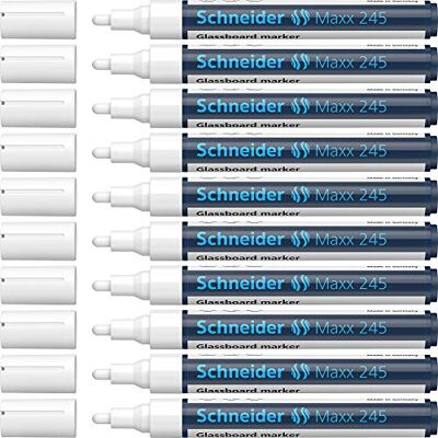 Schneider Maxx 245 Pennarello per superfici in vetro, cancellabile a secco, confezione da 10 pezzi, colore: Bianco Schneider Maxx 245 Pennarello per superfici in vetro, cancellabile a secco, confezione da 10 pezzi, colore: Bianco