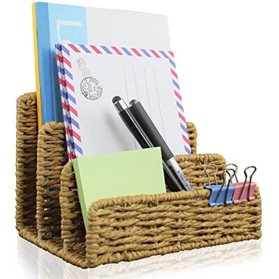 IMAYLLA Set organizer per lettere, portapenne, cartella da scrivania, in rete metallica con 3 scomparti verticali, organizer per posta, organizer da scrivania, vassoio per lettere, cartoline, opuscoli IMAYLLA Set organizer per lettere, portapenne, cartella da scrivania, in rete metallica con 3 scomparti verticali, organizer per posta, organizer da scrivania, vassoio per lettere, cartoline, opuscoli