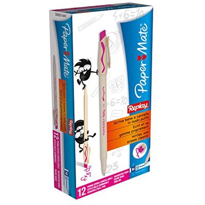 Paper Mate Replay Penna a sfera cancellabile Boîte de 12 Rosa Paper Mate Replay Penna a sfera cancellabile Boîte de 12 Rosa