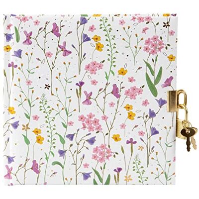 Goldbuch 44 454 Diario Meadow Miracles White, motivo: fiori, taccuino con serratura e 2 chiavi, dimensioni 16,5 x 16,5 x 1,5 cm, 96 pagine bianche, copertina con stampa artistica, libro per appunti Goldbuch 44 454 Diario Meadow Miracles White, motivo: fiori, taccuino con serratura e 2 chiavi, dimensioni 16,5 x 16,5 x 1,5 cm, 96 pagine bianche, copertina con stampa artistica, libro per appunti