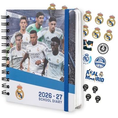 Grupo Erik Diario Scuola 2026 2027 Real Madrid Agenda Giornaliera 2026 2027 per Scuola Superiore e Medie, 11 Mesi Diario Scolastico con Copertina Rigida e Divisori Illustrati (14 x 16 cm) Grupo Erik Diario Scuola 2026 2027 Real Madrid Agenda Giornaliera 2026 2027 per Scuola Superiore e Medie, 11 Mesi Diario Scolastico con Copertina Rigida e Divisori Illustrati (14 x 16 cm)