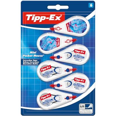 Tipp-Ex Correttori a Nastro Mini Pocket Mouse con Pellicola Resistente 2 Design Hydro Dipping e 4 Classici, Confezione da 6 Tipp-Ex Correttori a Nastro Mini Pocket Mouse con Pellicola Resistente 2 Design Hydro Dipping e 4 Classici, Confezione da 6