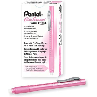 Pentel Clic Gomma da cancellare, retrattile rosa Pentel Clic Gomma da cancellare, retrattile rosa