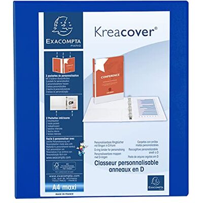 Exacompta 1 Raccoglitore Personalizzabile Kreacover 2 Anelli a D 40 mm Copertina Foderata PP con Tasca Fronte/Dorso/Retro Dorso 64 mm F.to Esterno 28.5x32 cm per A4 Maxi Blu Exacompta 1 Raccoglitore Personalizzabile Kreacover 2 Anelli a D 40 mm Copertina Foderata PP con Tasca Fronte/Dorso/Retro Dorso 64 mm F.to Esterno 28.5x32 cm per A4 Maxi Blu