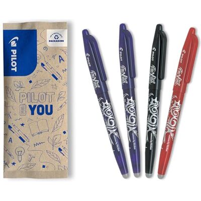 PILOT Set di 4 Penna a Inchiostro Termosensibile Cancellabile Penna roller Ricaricabile 2 Blu, 1 Nero, 1 Rosso Punta Media PILOT Set di 4 Penna a Inchiostro Termosensibile Cancellabile Penna roller Ricaricabile 2 Blu, 1 Nero, 1 Rosso Punta Media