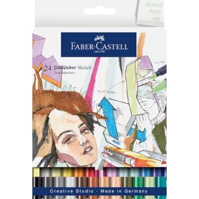 Faber-Castell Goldfaber Sketch Marker, 24 colori Pennarelli a base alcolica ad asciugatura rapida con elevata coprenza Faber-Castell Goldfaber Sketch Marker, 24 colori Pennarelli a base alcolica ad asciugatura rapida con elevata coprenza